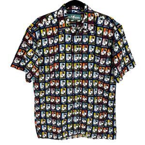 Big Dogs Fearless Big Shot Dogs Multicolor Short Sleeve Button Shirt Men Medium